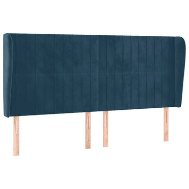 vidaXL Kopfteil mit Ohren Dunkelblau 183x23x118/128 cm Samt