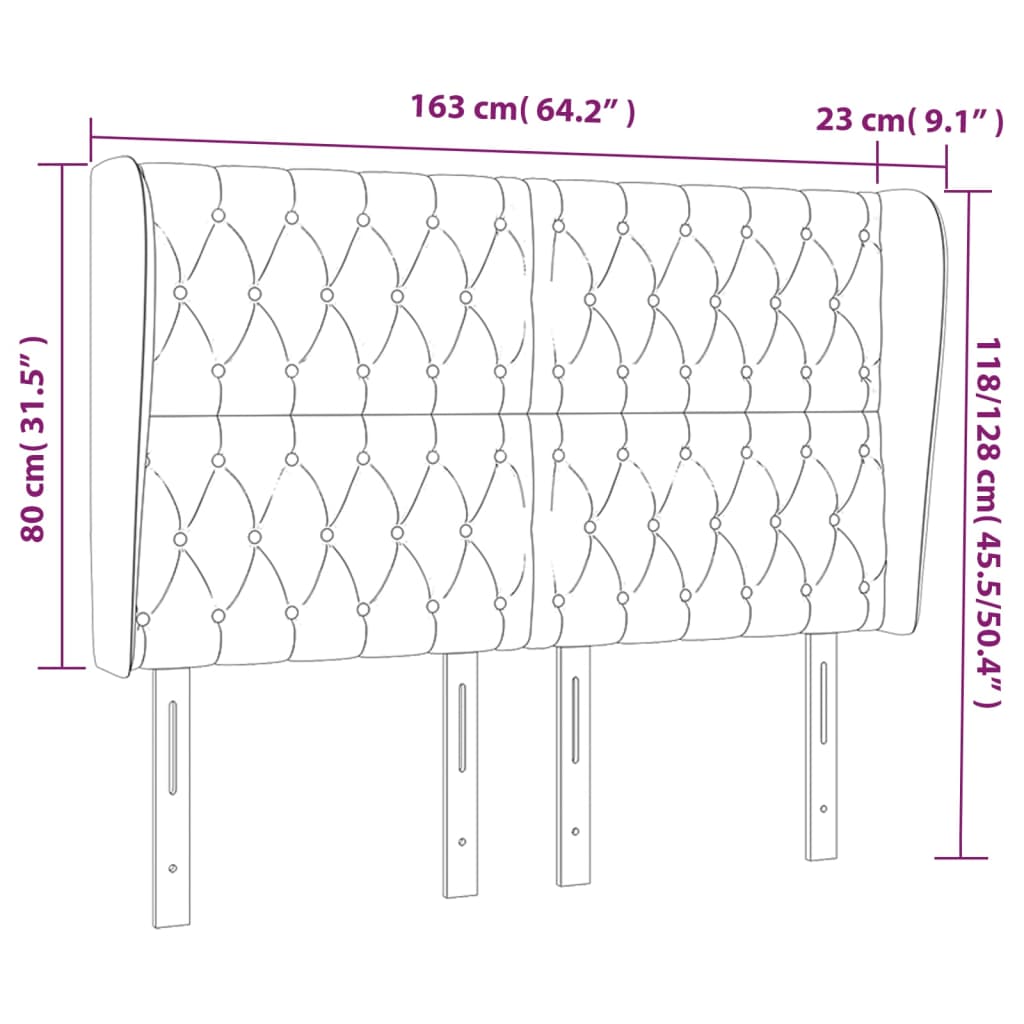 vidaXL Kopfteil mit Ohren Dunkelbraun 163x23x118/128 cm Stoff