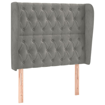 vidaXL Kopfteil mit Ohren Hellgrau 103x23x118/128 cm Samt