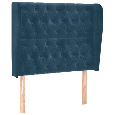 vidaXL Kopfteil mit Ohren Dunkelblau 103x23x118/128 cm Samt
