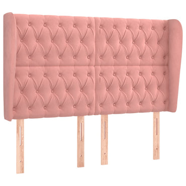vidaXL Kopfteil mit Ohren Rosa 163x23x118/128 cm Samt