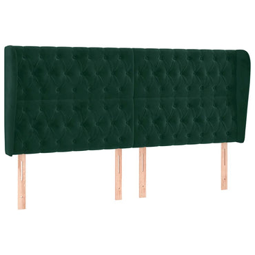 vidaXL Kopfteil mit Ohren Dunkelgrün 183x23x118/128 cm Samt