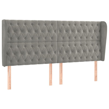 vidaXL Kopfteil mit Ohren Hellgrau 203x23x118/128 cm Samt
