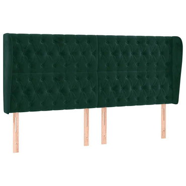 vidaXL Kopfteil mit Ohren Dunkelgrün 203x23x118/128 cm Samt