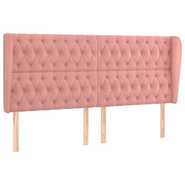 vidaXL Kopfteil mit Ohren Rosa 203x23x118/128 cm Samt