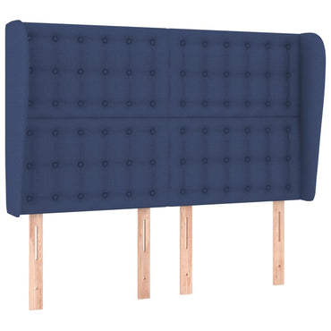 vidaXL Kopfteil mit Ohren Blau 147x23x118/128 cm Stoff