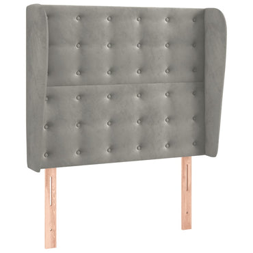 vidaXL Kopfteil mit Ohren Hellgrau 93x23x118/128 cm Samt