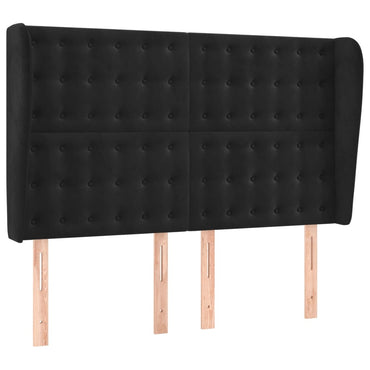 vidaXL Kopfteil mit Ohren Schwarz 147x23x118/128 cm Samt