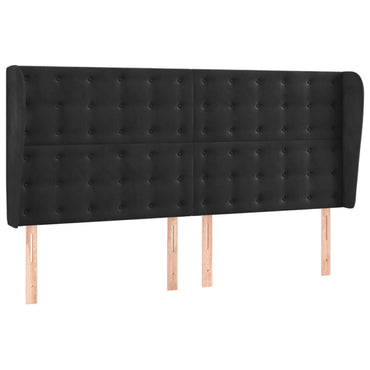 vidaXL Kopfteil mit Ohren Schwarz 163x23x118/128 cm Samt