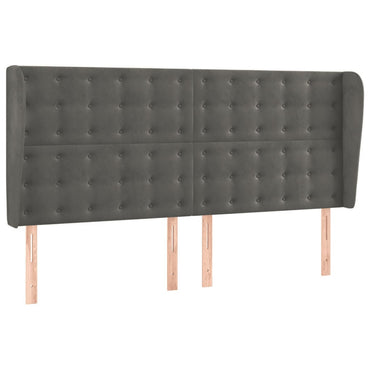 vidaXL Kopfteil mit Ohren Dunkelgrau 183x23x118/128 cm Samt
