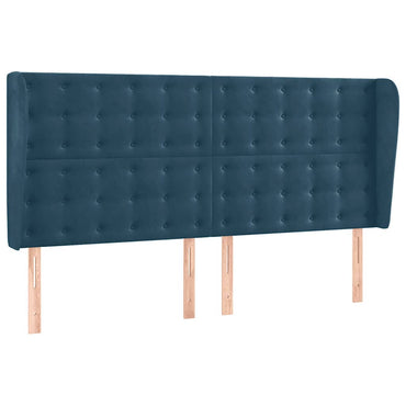 vidaXL Kopfteil mit Ohren Dunkelblau 183x23x118/128 cm Samt