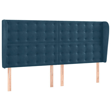 vidaXL Kopfteil mit Ohren Dunkelblau 203x23x118/128 cm Samt