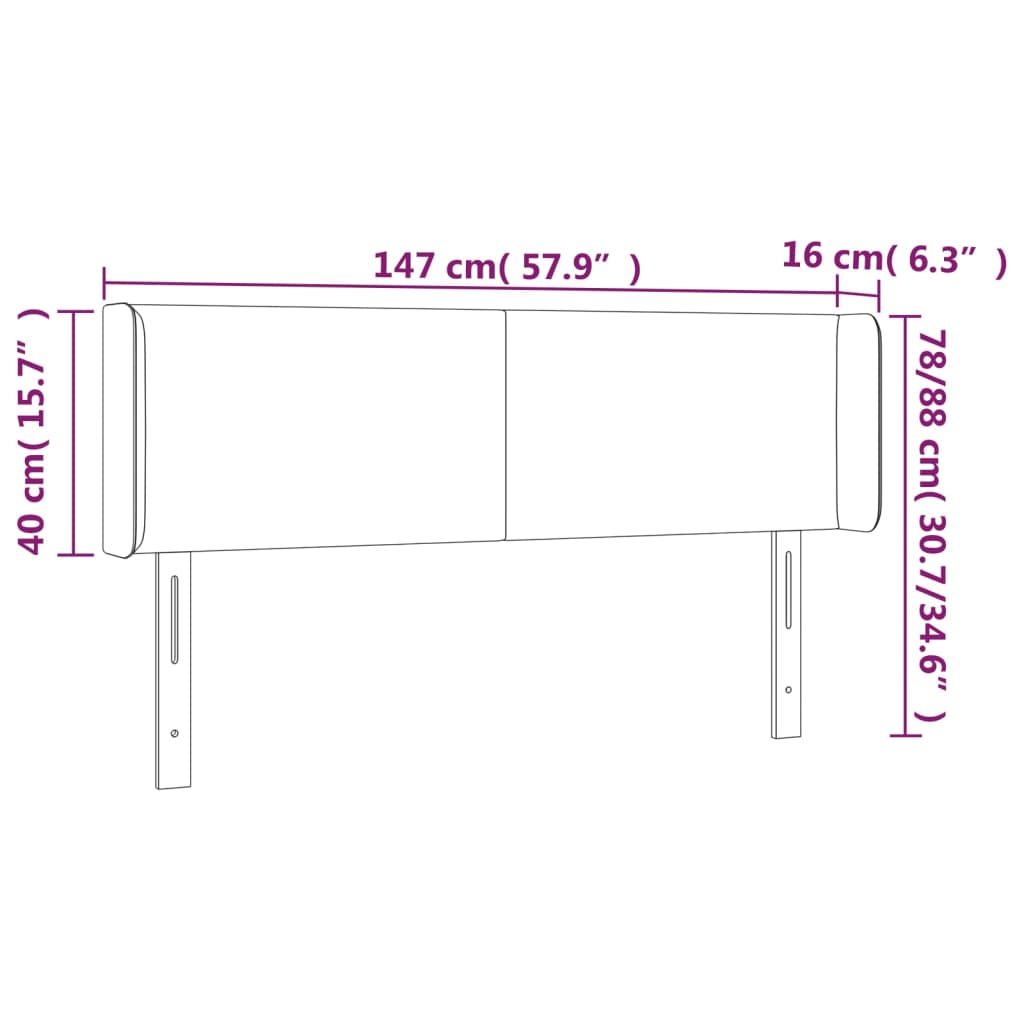 vidaXL Kopfteil mit Ohren Creme 147x16x78/88 cm Stoff