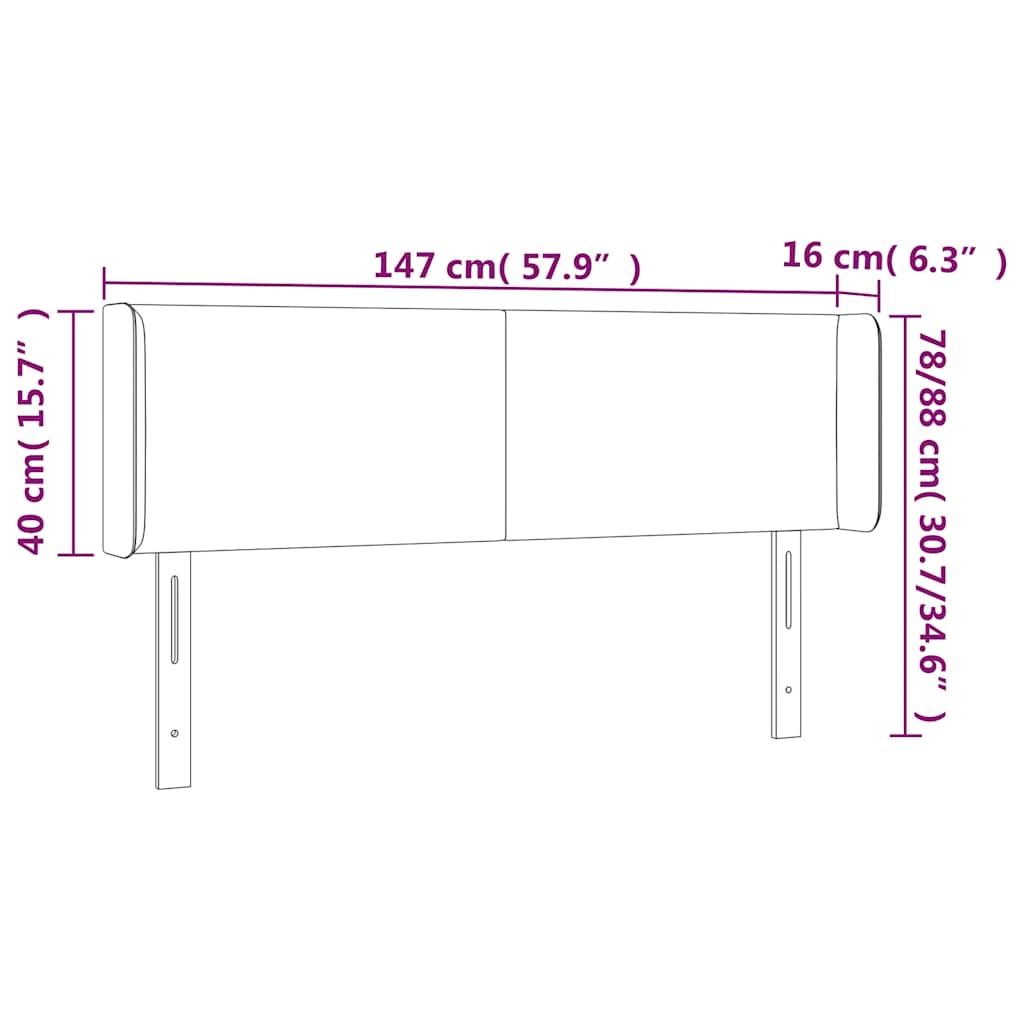 vidaXL Kopfteil mit Ohren Dunkelblau 147x16x78/88 cm Samt