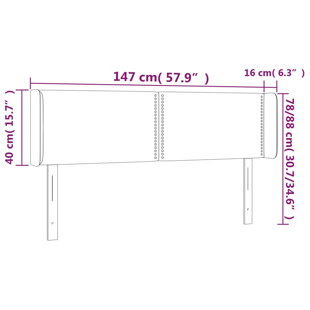 vidaXL Kopfteil mit Ohren Schwarz 147x16x78/88 cm Kunstleder