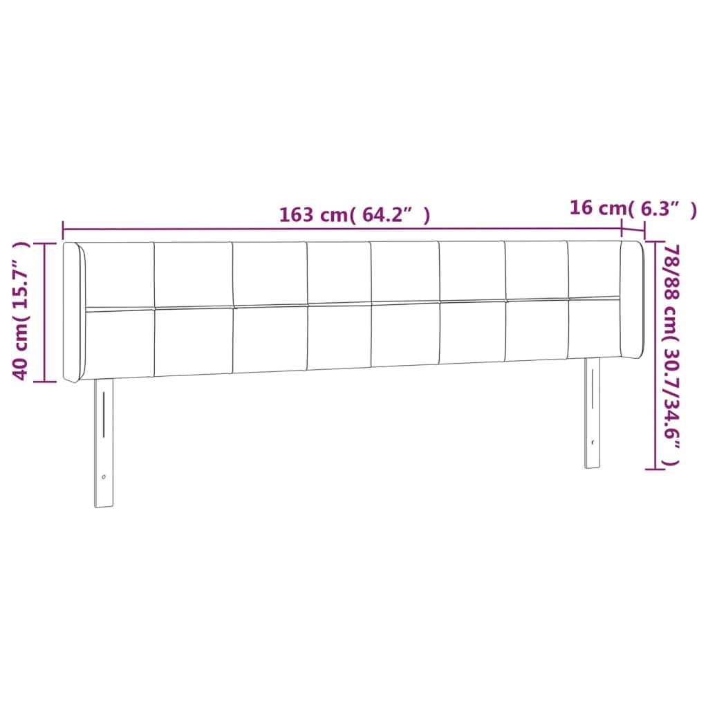 vidaXL Kopfteil mit Ohren Dunkelgrau 163x16x78/88 cm Stoff