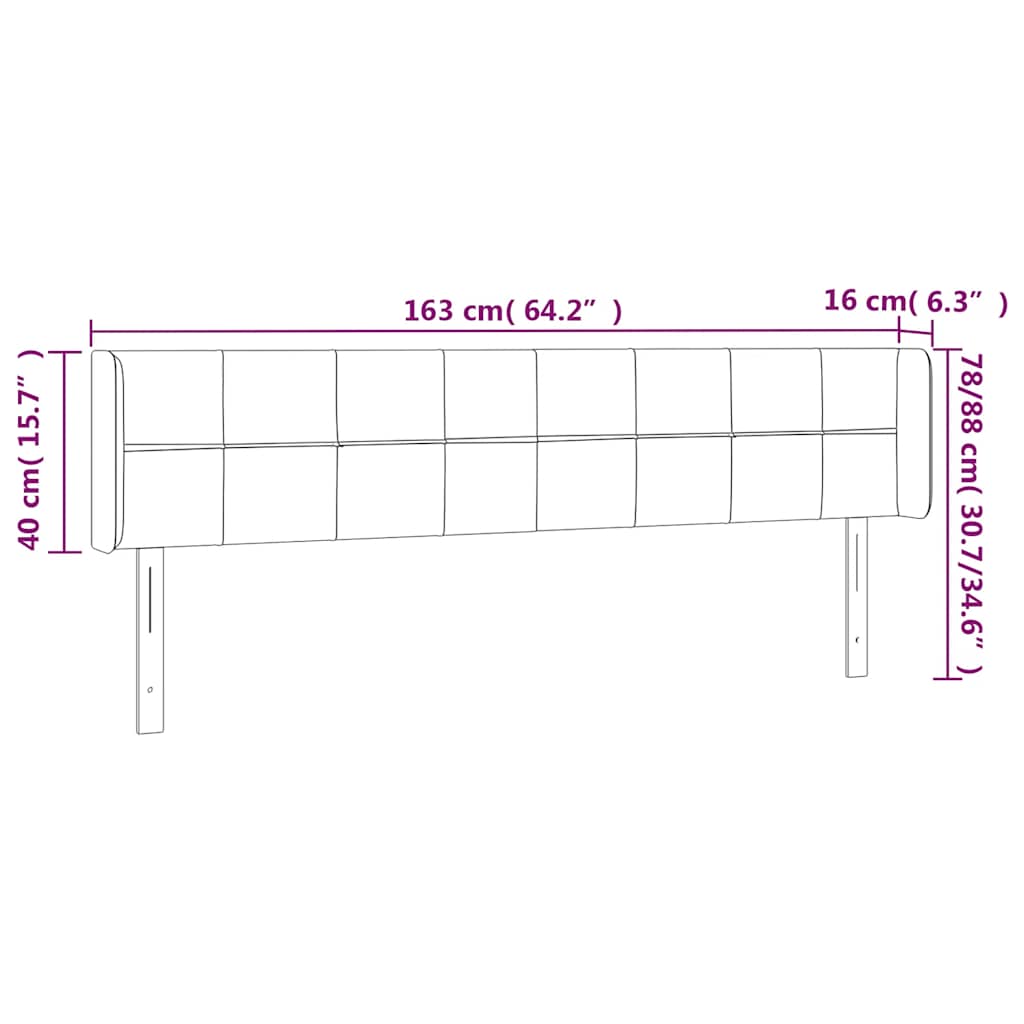 vidaXL Kopfteil mit Ohren Dunkelblau 163x16x78/88 cm Samt