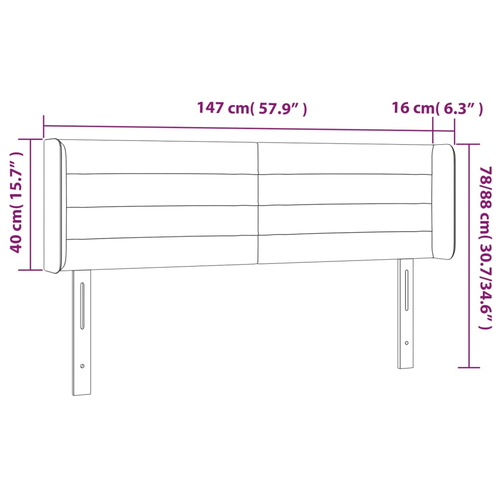 vidaXL Kopfteil mit Ohren Hellgrau 147x16x78/88 cm Stoff