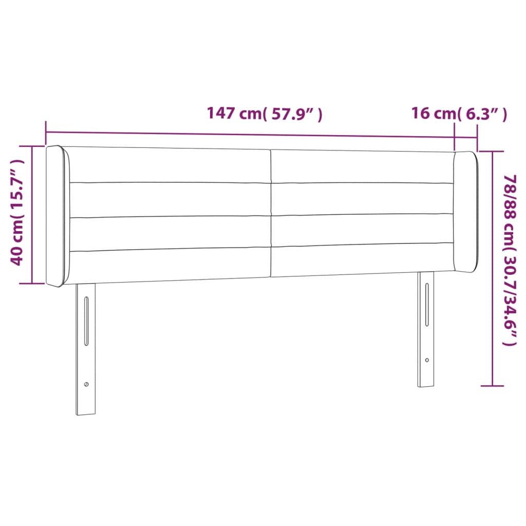vidaXL Kopfteil mit Ohren Dunkelbraun 147x16x78/88 cm Stoff