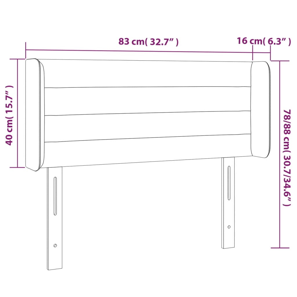 vidaXL Kopfteil mit Ohren Dunkelgrau 83x16x78/88 cm Samt