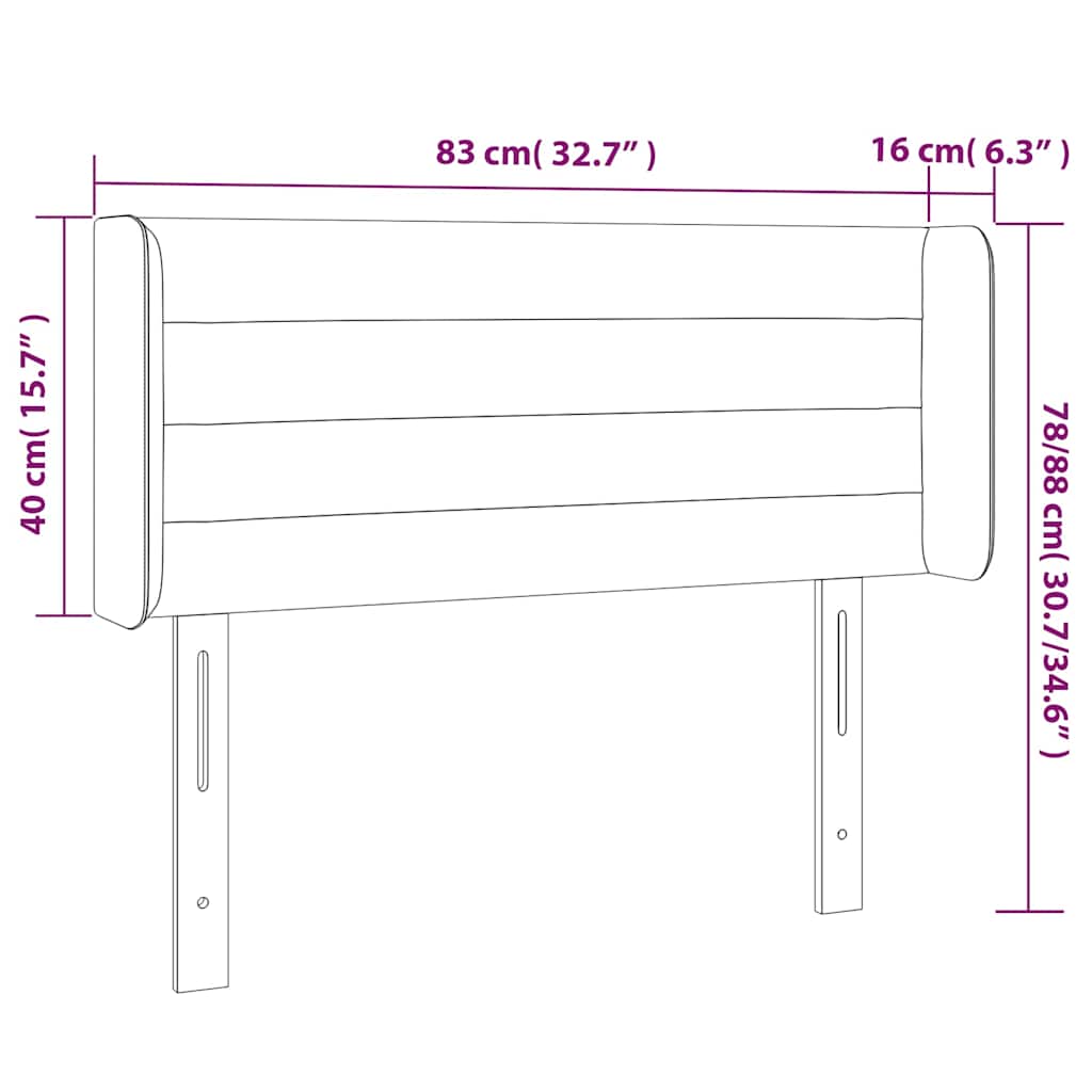 vidaXL Kopfteil mit Ohren Dunkelblau 83x16x78/88 cm Samt