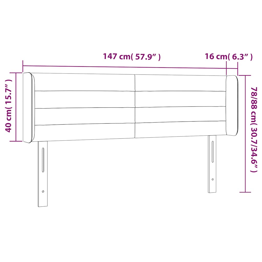 vidaXL Kopfteil mit Ohren Dunkelgrün 147x16x78/88 cm Samt