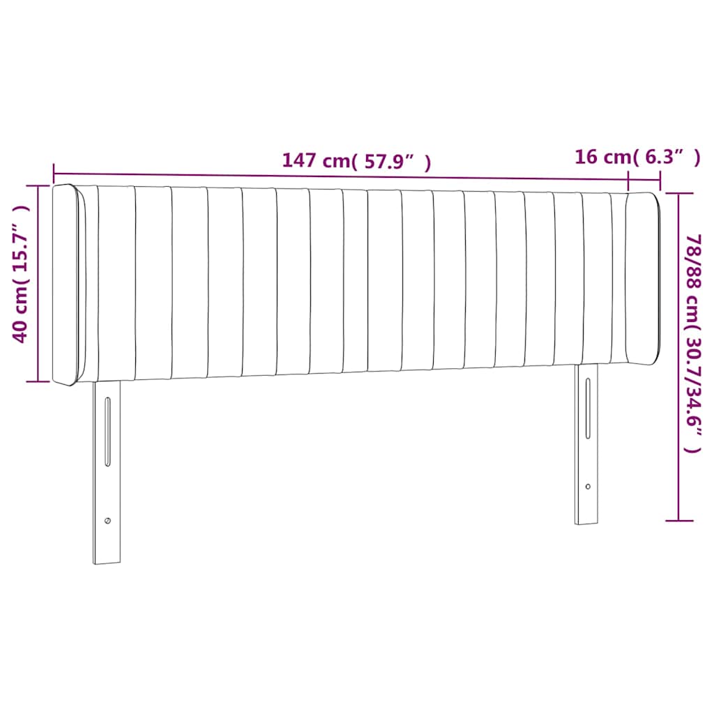 vidaXL Kopfteil mit Ohren Dunkelblau 147x16x78/88 cm Samt