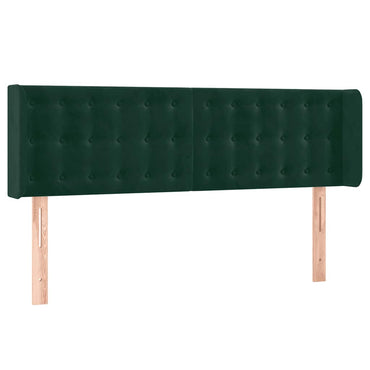 vidaXL Kopfteil mit Ohren Dunkelgrün 147x16x78/88 cm Samt