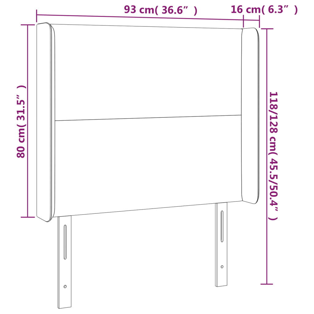 vidaXL Kopfteil mit Ohren Dunkelbraun 93x16x118/128 cm Stoff