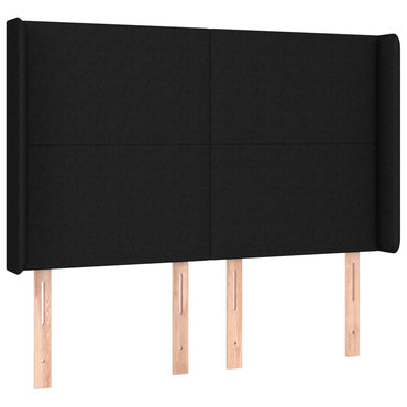 vidaXL Kopfteil mit Ohren Schwarz 147x16x118/128 cm Stoff