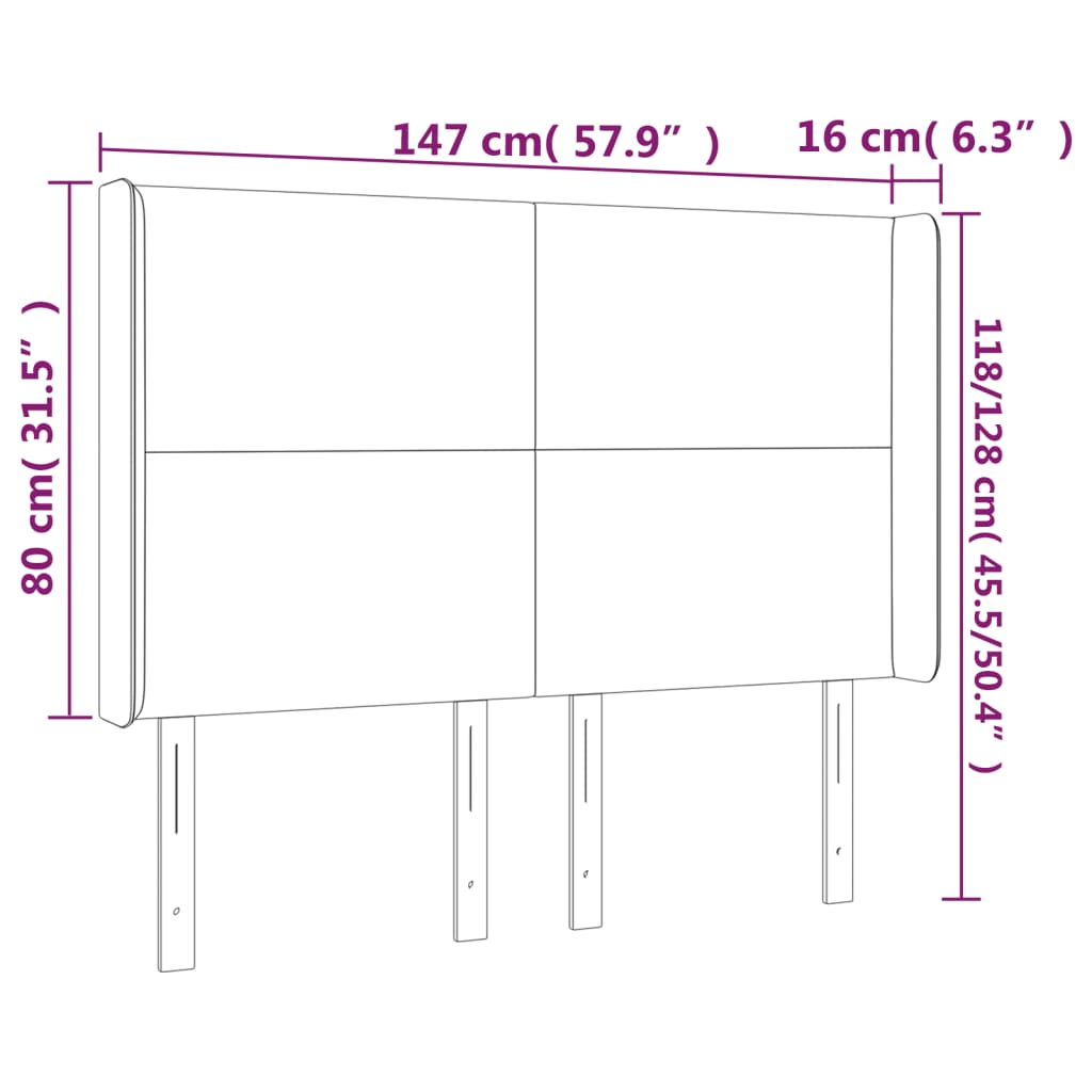 vidaXL Kopfteil mit Ohren Dunkelbraun 147x16x118/128 cm Stoff
