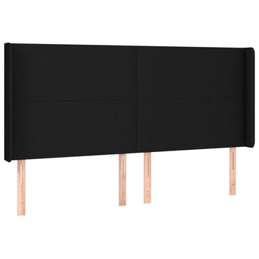 vidaXL Kopfteil mit Ohren Schwarz 183x16x118/128 cm Stoff