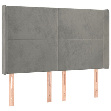 vidaXL Kopfteil mit Ohren Hellgrau 147x16x118/128 cm Samt