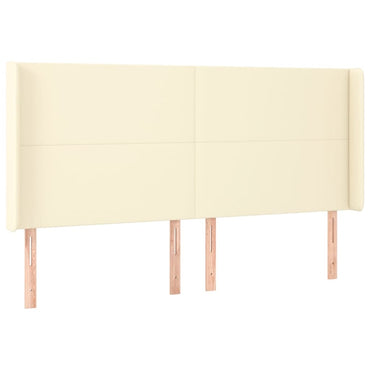 vidaXL Kopfteil mit Ohren Creme 203x16x118/128 cm Kunstleder