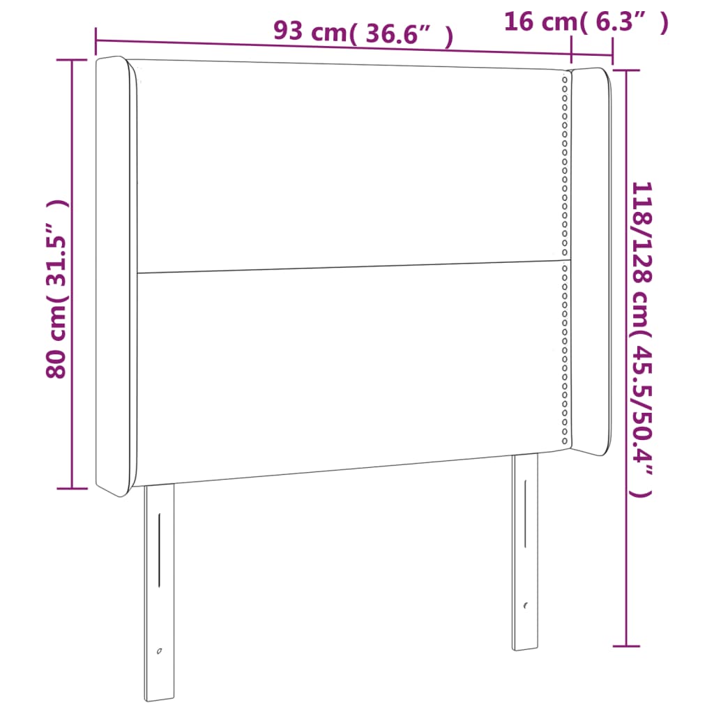 vidaXL Kopfteil mit Ohren Creme 93x16x118/128 cm Stoff