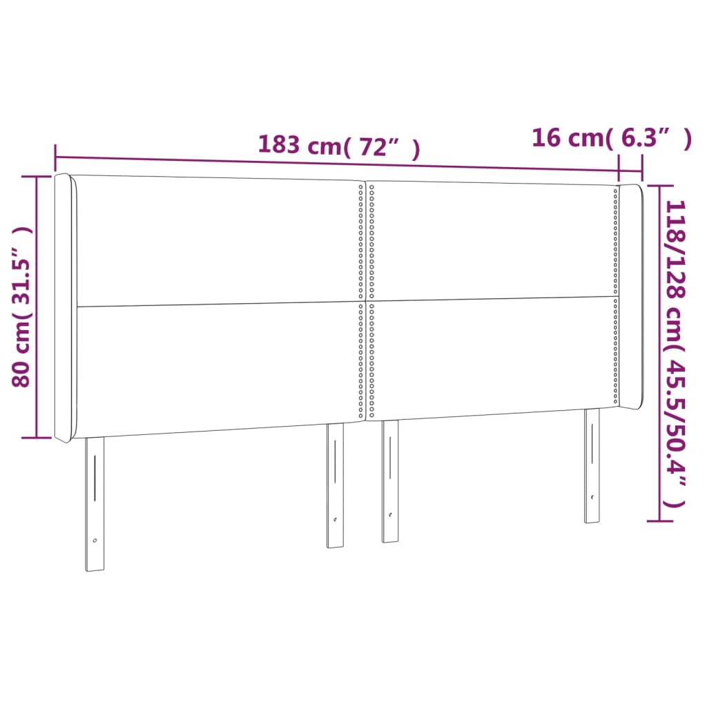 vidaXL Kopfteil mit Ohren Blau 183x16x118/128 cm Stoff