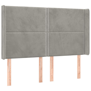 vidaXL Kopfteil mit Ohren Hellgrau 147x16x118/128 cm Samt