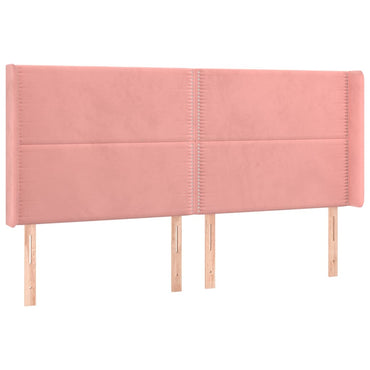 vidaXL Kopfteil mit Ohren Rosa 203x16x118/128 cm Samt