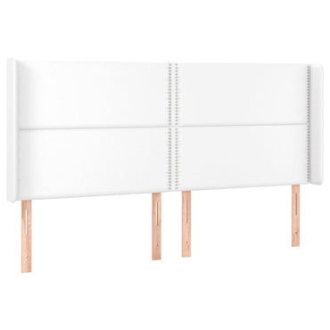 vidaXL Kopfteil mit Ohren Weiß 203x16x118/128 cm Kunstleder