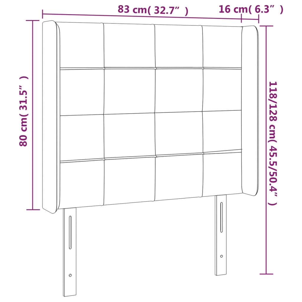 vidaXL Kopfteil mit Ohren Dunkelbraun 83x16x118/128 cm Stoff