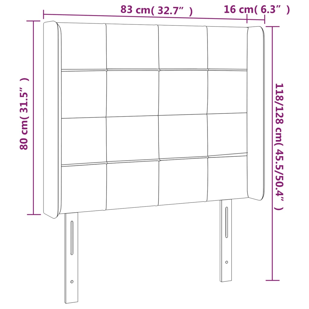 vidaXL Kopfteil mit Ohren Creme 83x16x118/128 cm Stoff
