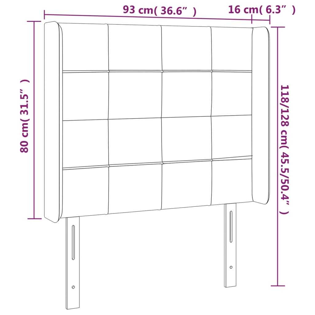 vidaXL Kopfteil mit Ohren Blau 93x16x118/128 cm Stoff