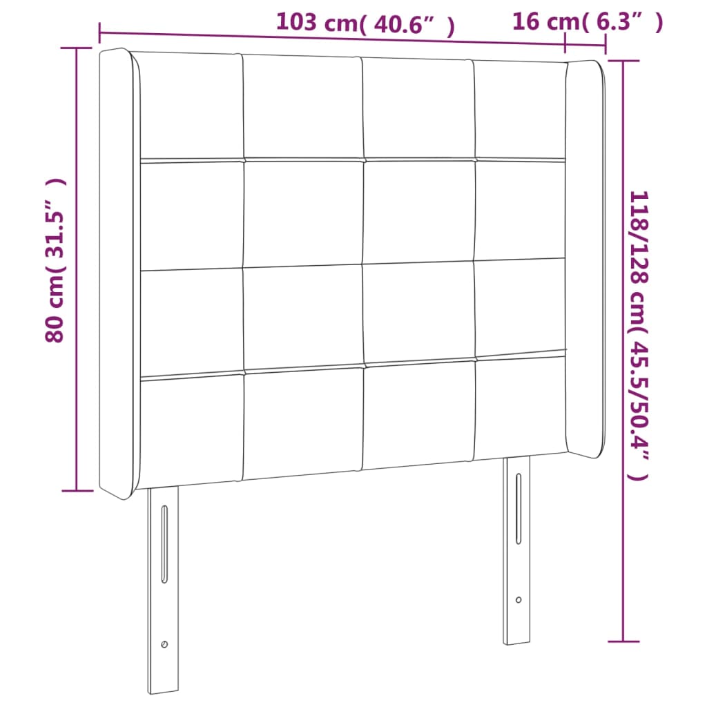vidaXL Kopfteil mit Ohren Schwarz 103x16x118/128 cm Stoff