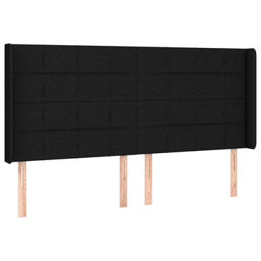 vidaXL Kopfteil mit Ohren Schwarz 163x16x118/128 cm Stoff