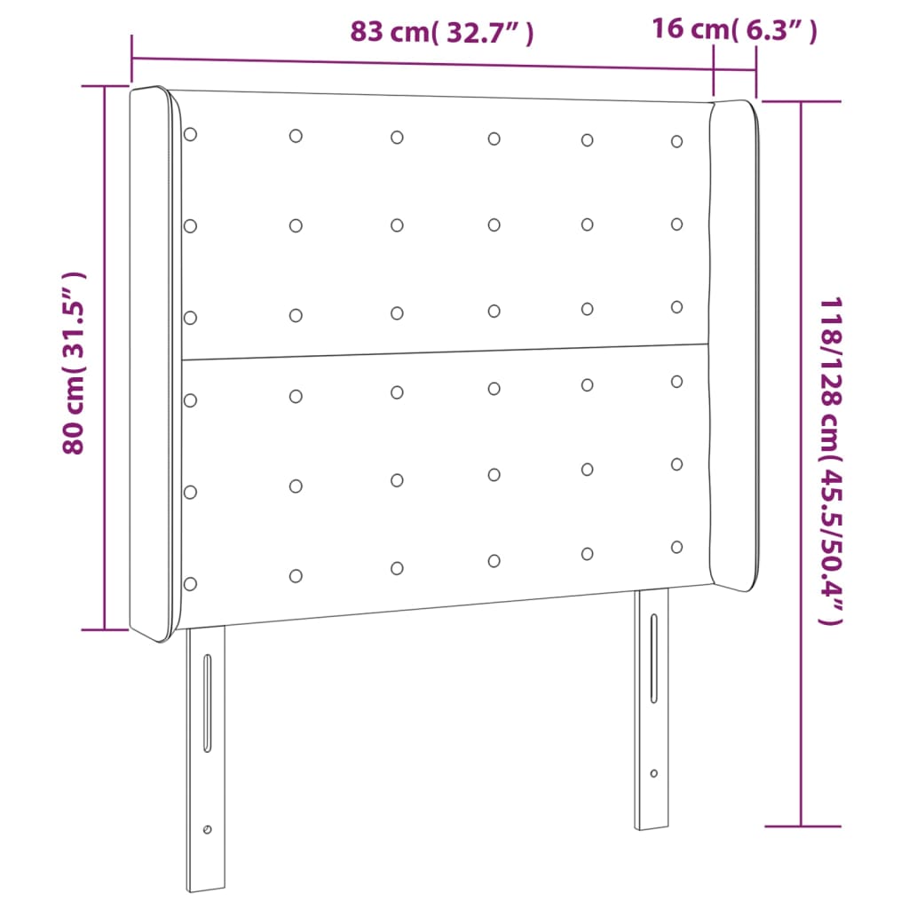 vidaXL Kopfteil mit Ohren Creme 83x16x118/128 cm Kunstleder