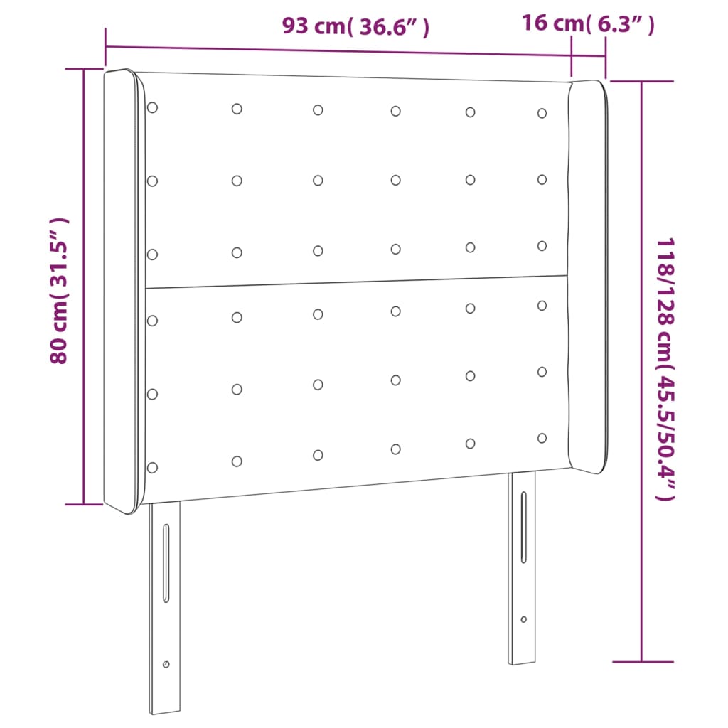 vidaXL Kopfteil mit Ohren Creme 93x16x118/128 cm Kunstleder