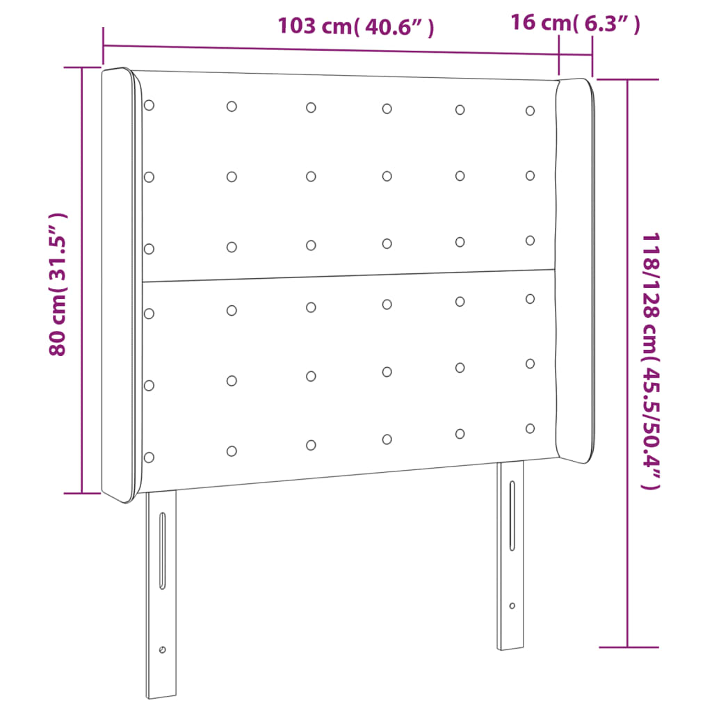 vidaXL Kopfteil mit Ohren Schwarz 103x16x118/128 cm Kunstleder