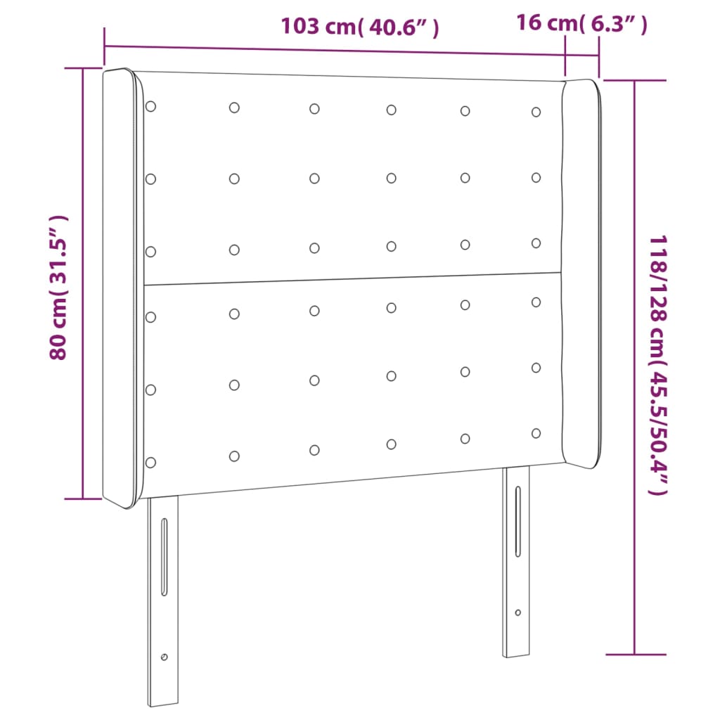 vidaXL Kopfteil mit Ohren Grau 103x16x118/128 cm Kunstleder