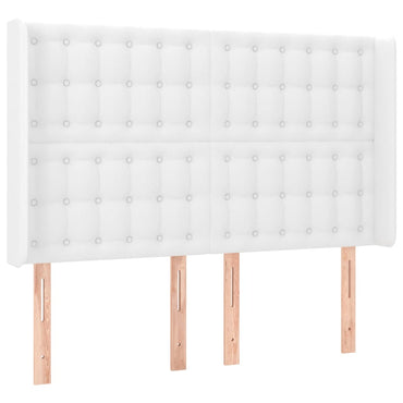 vidaXL Kopfteil mit Ohren Weiß 147x16x118/128 cm Kunstleder