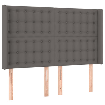 vidaXL Kopfteil mit Ohren Grau 147x16x118/128 cm Kunstleder